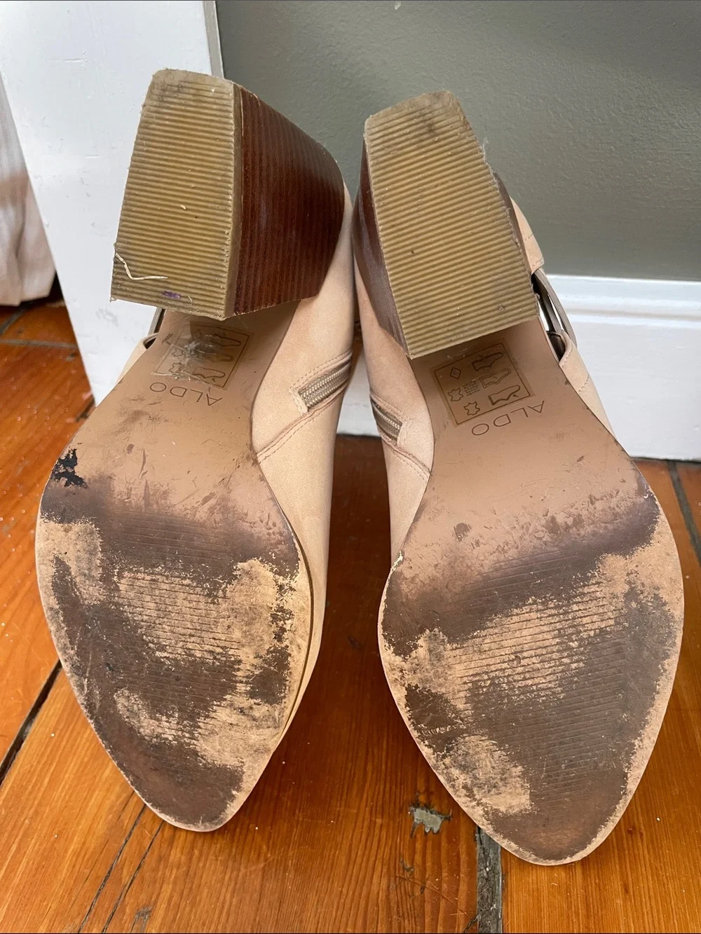 Aldo Women's Neutral Tan Suede Ankle Booties with Side Lace Detail